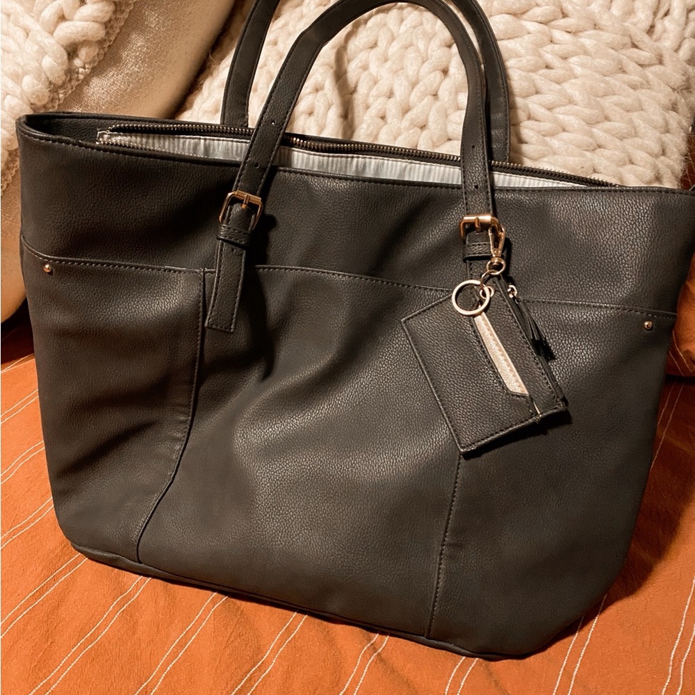 Charming Charlie Elegant Gray Tote/Laptop Bag